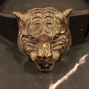 Black Gucci Tiger Belt